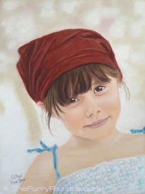 Pastel Portrait Painting of Clementine, young girl - The Furry Rascals, Cyprus